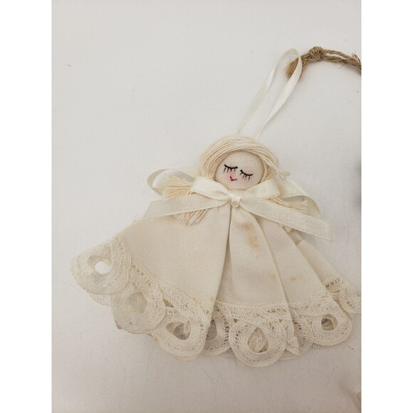 Lot Of 4 Angel Ornaments Christmas Ornaments Fabric & Resin Bunny Rabbit Sweet - Picture 2 of 6